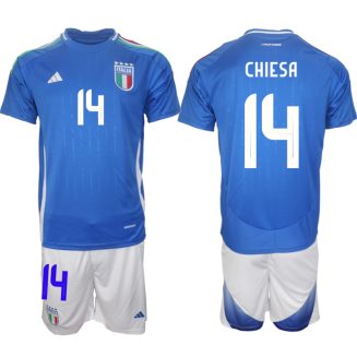 Italië Federico Chiesa #14 Thuisshirt EK 2024 Voetbalshirts Korte Mouw (+ Korte broeken)
