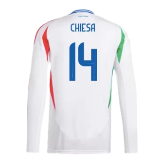 Italië Federico Chiesa #14 Uitshirt EK 2024 Voetbalshirts Lange Mouwen