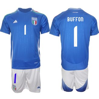 Italië Gianluigi Buffon #1 Thuisshirt EK 2024 Voetbalshirts Korte Mouw (+ Korte broeken)