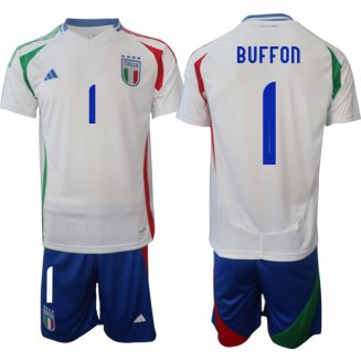 Italië Gianluigi Buffon #1 Uitshirt EK 2024 Voetbalshirts Korte Mouw (+ Korte broeken)