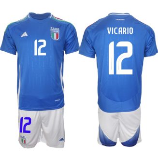 Italië Guglielmo Vicario #12 Thuisshirt EK 2024 Voetbalshirts Korte Mouw (+ Korte broeken)