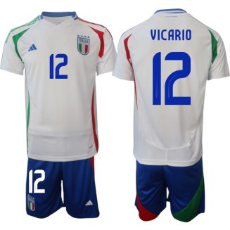 Italië Guglielmo Vicario #12 Uitshirt EK 2024 Voetbalshirts Korte Mouw (+ Korte broeken)