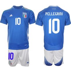 Italië Lorenzo Pellegrini #10 Thuisshirt EK 2024 Voetbalshirts Korte Mouw (+ Korte broeken)