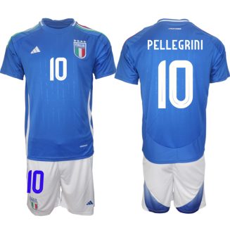 Italië Lorenzo Pellegrini #10 Thuisshirt EK 2024 Voetbalshirts Korte Mouw (+ Korte broeken)