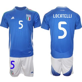 Italië Manuel Locatelli #5 Thuisshirt EK 2024 Voetbalshirts Korte Mouw (+ Korte broeken)