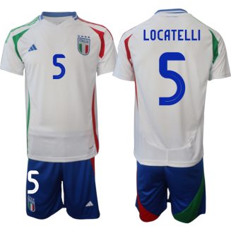 Italië Manuel Locatelli #5 Uitshirt EK 2024 Voetbalshirts Korte Mouw (+ Korte broeken)
