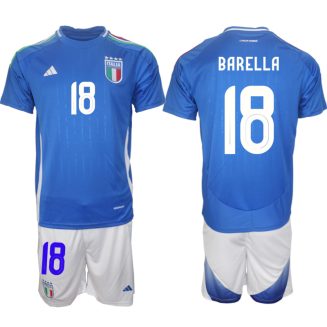 Italië Nicolo Barella #18 Thuisshirt EK 2024 Voetbalshirts Korte Mouw (+ Korte broeken)