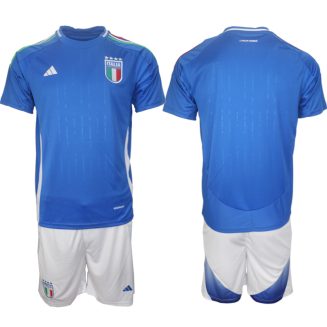 Italië Thuisshirt EK 2024 Voetbalshirts Korte Mouw (+ Korte broeken)