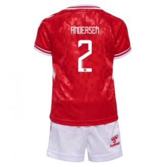 Kids Denemarken Joachim Andersen #2 Thuisshirt EK 2024 Voetbalshirts Korte Mouw (+ Korte broeken)