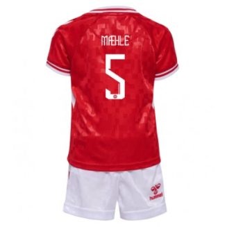 Kids Denemarken Joakim Mahle #5 Thuisshirt EK 2024 Voetbalshirts Korte Mouw (+ Korte broeken)