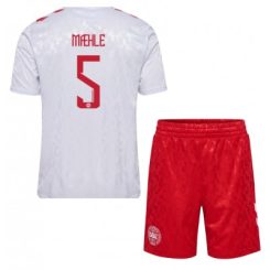 Kids Denemarken Joakim Mahle #5 Uitshirt EK 2024 Voetbalshirts Korte Mouw (+ Korte broeken)