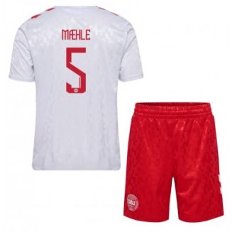 Kids Denemarken Joakim Mahle #5 Uitshirt EK 2024 Voetbalshirts Korte Mouw (+ Korte broeken)