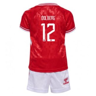 Kids Denemarken Kasper Dolberg #12 Thuisshirt EK 2024 Voetbalshirts Korte Mouw (+ Korte broeken)