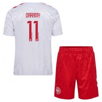 Kids Denemarken Mohamed Daramy #11 Uitshirt EK 2024 Voetbalshirts Korte Mouw (+ Korte broeken)