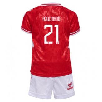 Kids Denemarken Morten Hjulmand #21 Thuisshirt EK 2024 Voetbalshirts Korte Mouw (+ Korte broeken)