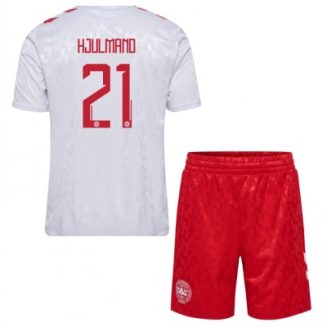 Kids Denemarken Morten Hjulmand #21 Uitshirt EK 2024 Voetbalshirts Korte Mouw (+ Korte broeken)