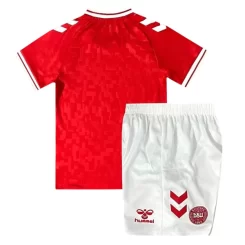 Kids Denemarken Thuisshirt EK 2024 Voetbalshirts Korte Mouw (+ Korte broeken)-1