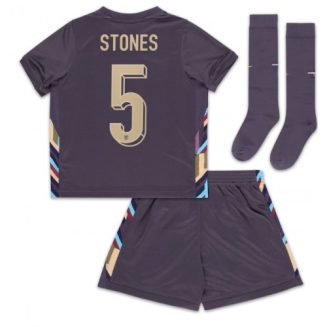 Kids Engeland John Stones #5 Uitshirt EK 2024 Voetbalshirts Korte Mouw (+ Korte broeken)