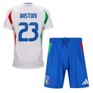 Kids Italië Alessandro Bastoni #23 Uitshirt EK 2024 Voetbalshirts Korte Mouw (+ Korte broeken)