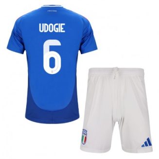 Kids Italië Destiny Udogie #6 Thuisshirt EK 2024 Voetbalshirts Korte Mouw (+ Korte broeken)
