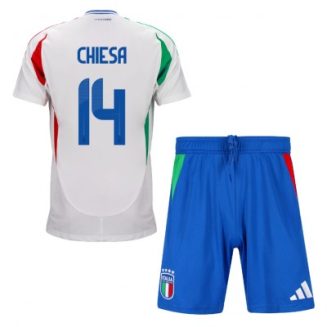 Kids Italië Federico Chiesa #14 Uitshirt EK 2024 Voetbalshirts Korte Mouw (+ Korte broeken)