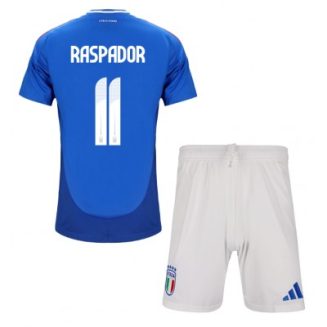 Kids Italië Giacomo Raspadori #11 Thuisshirt EK 2024 Voetbalshirts Korte Mouw (+ Korte broeken)