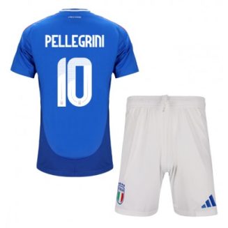 Kids Italië Lorenzo Pellegrini #10 Thuisshirt EK 2024 Voetbalshirts Korte Mouw (+ Korte broeken)