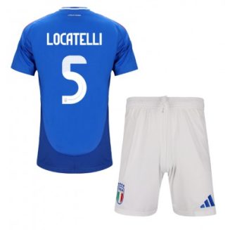 Kids Italië Manuel Locatelli #5 Thuisshirt EK 2024 Voetbalshirts Korte Mouw (+ Korte broeken)