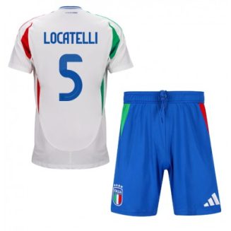 Kids Italië Manuel Locatelli #5 Uitshirt EK 2024 Voetbalshirts Korte Mouw (+ Korte broeken)