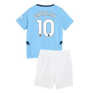 Kids Manchester City Jack Grealish #10 Thuisshirt 2024-2025 Voetbalshirts Korte Mouw (+ Korte broeken)