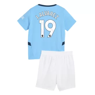 Kids Manchester City Julian Alvarez #19 Thuisshirt 2024-2025 Voetbalshirts Korte Mouw (+ Korte broeken)