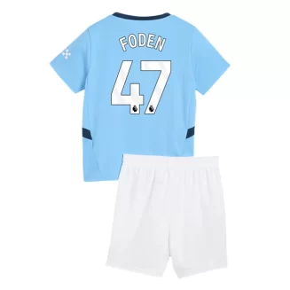 Kids Manchester City Phil Foden #47 Thuisshirt 2024-2025 Voetbalshirts Korte Mouw (+ Korte broeken)