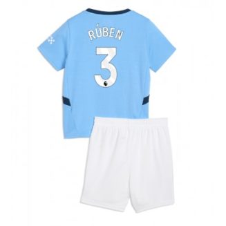 Kids Manchester City Ruben Dias #3 Thuisshirt 2024/25 Voetbalshirts Korte Mouw (+ Korte broeken)