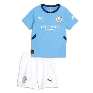 Kids Manchester City Thuisshirt 2024-2025 Voetbalshirts Korte Mouw (+ Korte broeken)