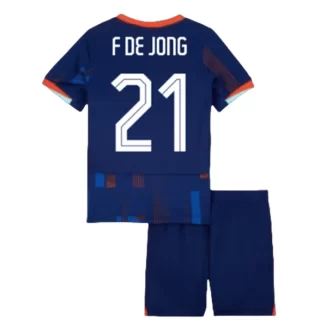 Kids Nederland Frenkie de Jong #21 Uitshirt EK 2024 Voetbalshirts Korte Mouw (+ Korte broeken)