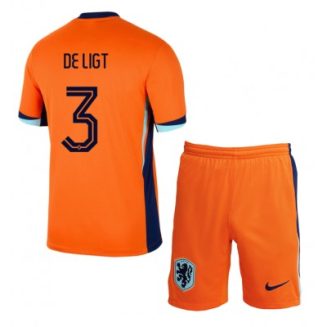 Kids Nederland Matthijs de Ligt #3 Thuisshirt EK 2024 Voetbalshirts Korte Mouw (+ Korte broeken)