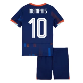 Kids Nederland Memphis Depay #10 Uitshirt EK 2024 Voetbalshirts Korte Mouw (+ Korte broeken)