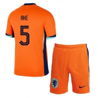 Kids Nederland Nathan Ake #5 Thuisshirt EK 2024 Voetbalshirts Korte Mouw (+ Korte broeken)