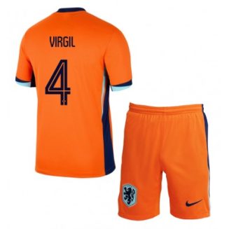 Kids Nederland Virgil van Dijk #4 Thuisshirt EK 2024 Voetbalshirts Korte Mouw (+ Korte broeken)