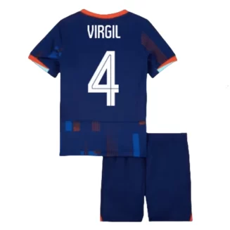 Kids Nederland Virgil van Dijk #4 Uitshirt EK 2024 Voetbalshirts Korte Mouw (+ Korte broeken)