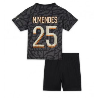 Kids Paris Saint-Germain Nuno Mendes #25 Derde Shirt 2023-2024 Voetbalshirts Korte Mouw (+ Korte broeken)