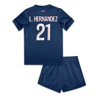 Kids Paris Saint Germain PSG Lucas Hernández #21 Thuisshirt 2024-2025 Voetbalshirts Korte Mouw (+ Korte broeken)