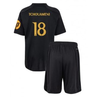 Kids Real Madrid Aurelien Tchouameni #18 Derde Shirt 2023-2024 Voetbalshirts Korte Mouw (+ Korte broeken)