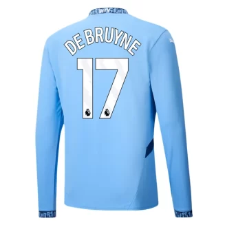 Manchester City Kevin De Bruyne #17 Thuisshirt 2024-2025 Voetbalshirts Lange Mouwen