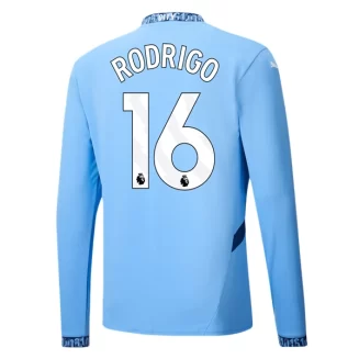 Manchester City Rodrigo #16 Thuisshirt 2024-2025 Voetbalshirts Lange Mouwen