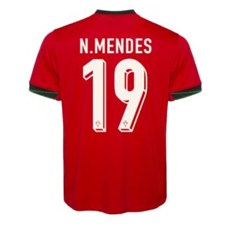 Portugal Nuno Mendes #19 Thuisshirt EK 2024 Voetbalshirts Korte Mouw