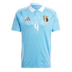 België Wout Faes #4 Uitshirt EK 2024 Voetbalshirts Korte Mouw-1