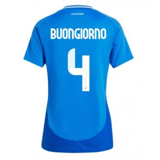 Dames Italië Alessandro Buongiorno #4 Thuisshirt EK 2024 Voetbalshirts Korte Mouw