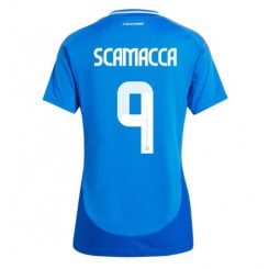 Dames Italië Gianluca Scamacca #9 Thuisshirt EK 2024 Voetbalshirts Korte Mouw