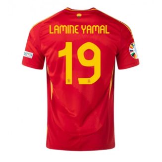 Goedkope Spanje Lamine Yamal #19 Thuisshirt EK 2024 Voetbalshirts Korte Mouw Kopen